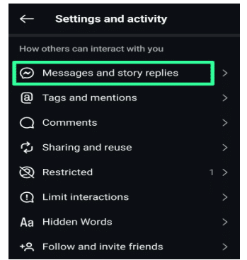 Instagram- message and story